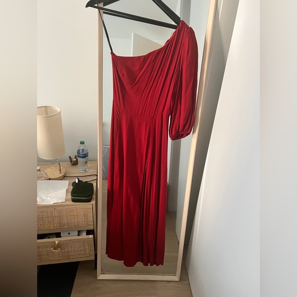 Reformation Lawrence one shoulder midi dress red Sz S/2 - Picture 4 of 5